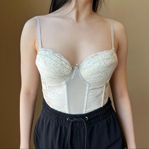 NWT Native Intimates Gray And White Lace Bustier Corset Size 34C